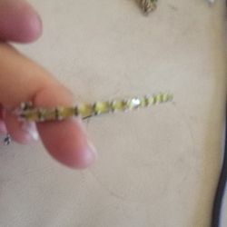 Yellow Sapphire 925 Steel Ng Silver Tennis Bracelet  Safety Lock