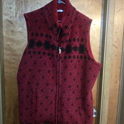Red and Black Patterned Fleece Vest