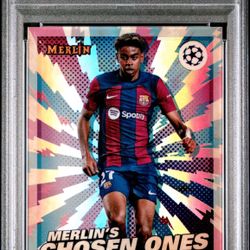 2023 Topps Merlin UCC Lamine Yamal Chosen One #MC1 PSA 10 FC Barcelona 