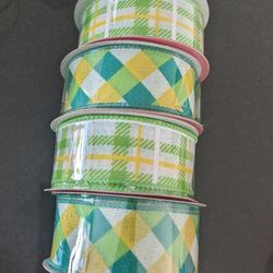 Green And Yellow Wired Ribbon 