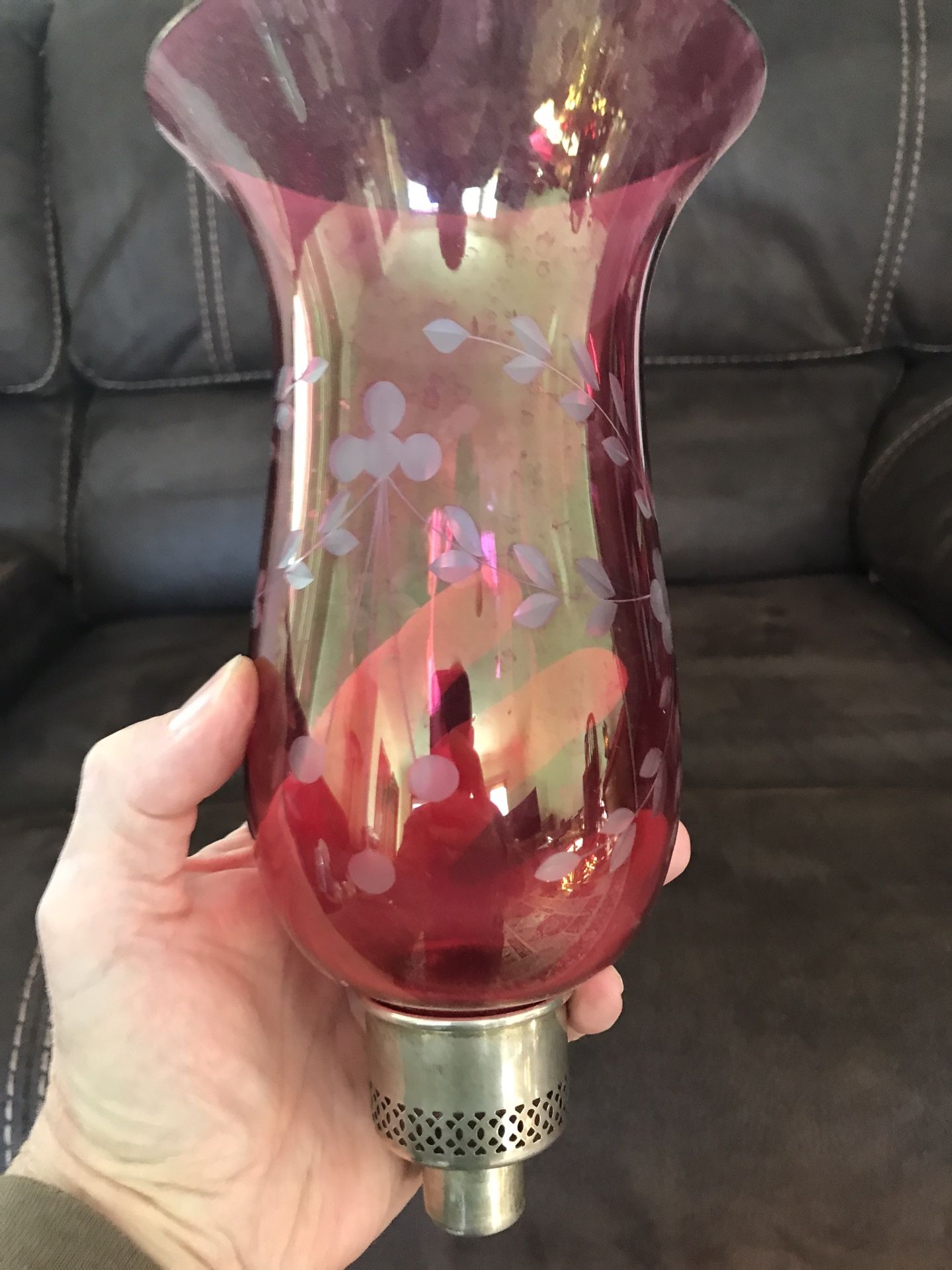 Sterling Silver And Glass Candle Holder Wind Shield