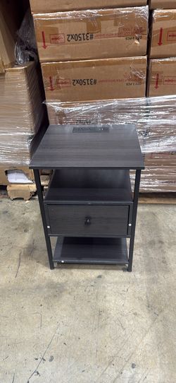 2 Nightstand with Drawer and Charging Station