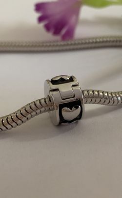 925 Sterling silver love heart design stopper charm