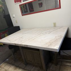 Counter Height Marble Dining Table 