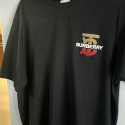 Men’s Used Burberry Jersey Tee With Monogram Motif Logo In Black/Multicolor