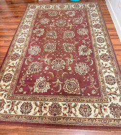 Traditional Burgundy Persian-Style Floral Area Rug 7.10”x5.4”