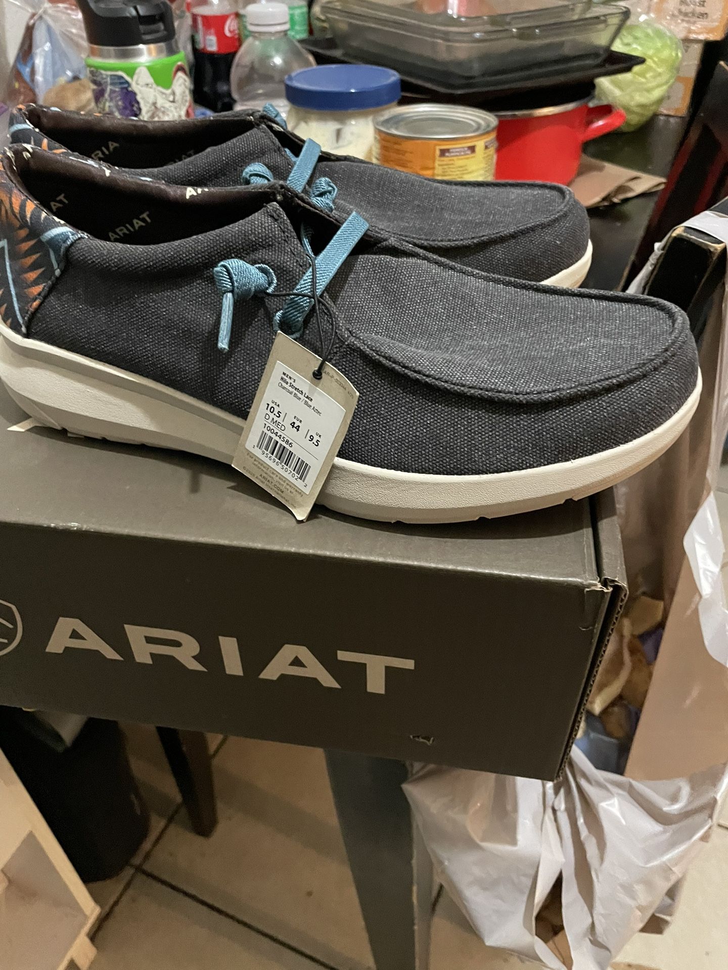 ARIAT MEN'S Hilo Stretch Lace Charcoal Blue / Blue Aztec