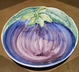 Vietri Bel Orto Blue Plum 9 Inch Bowl Made In Italy Pottery Handpainted 7890