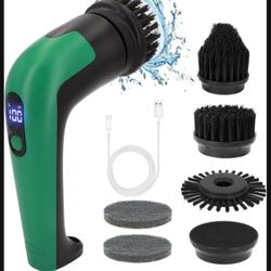 Electric Spin Scrubber, Cleaning Brush with 6 Replaceable Brush Heads, Cordless Shower Scrubber with LED Display, IPX7 Waterproof Handheld Power Spin 