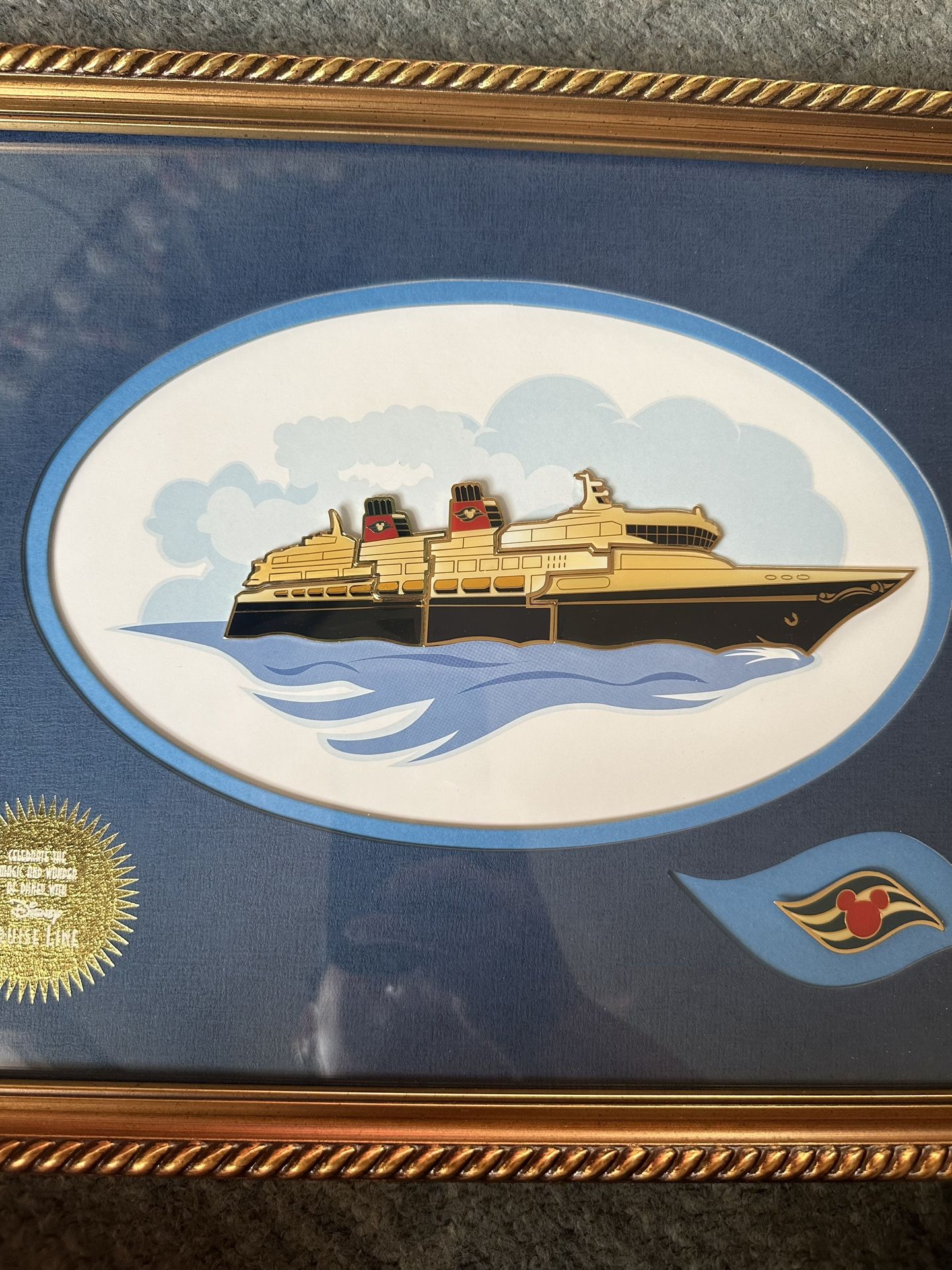 Disney Cruise Line Bon Voyage AAA Special Edition Framed Limited Ship & Logo Pin