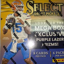 2023 Panini Select Draft Picks Football 6 Pack Mega Box with 48 Cards
