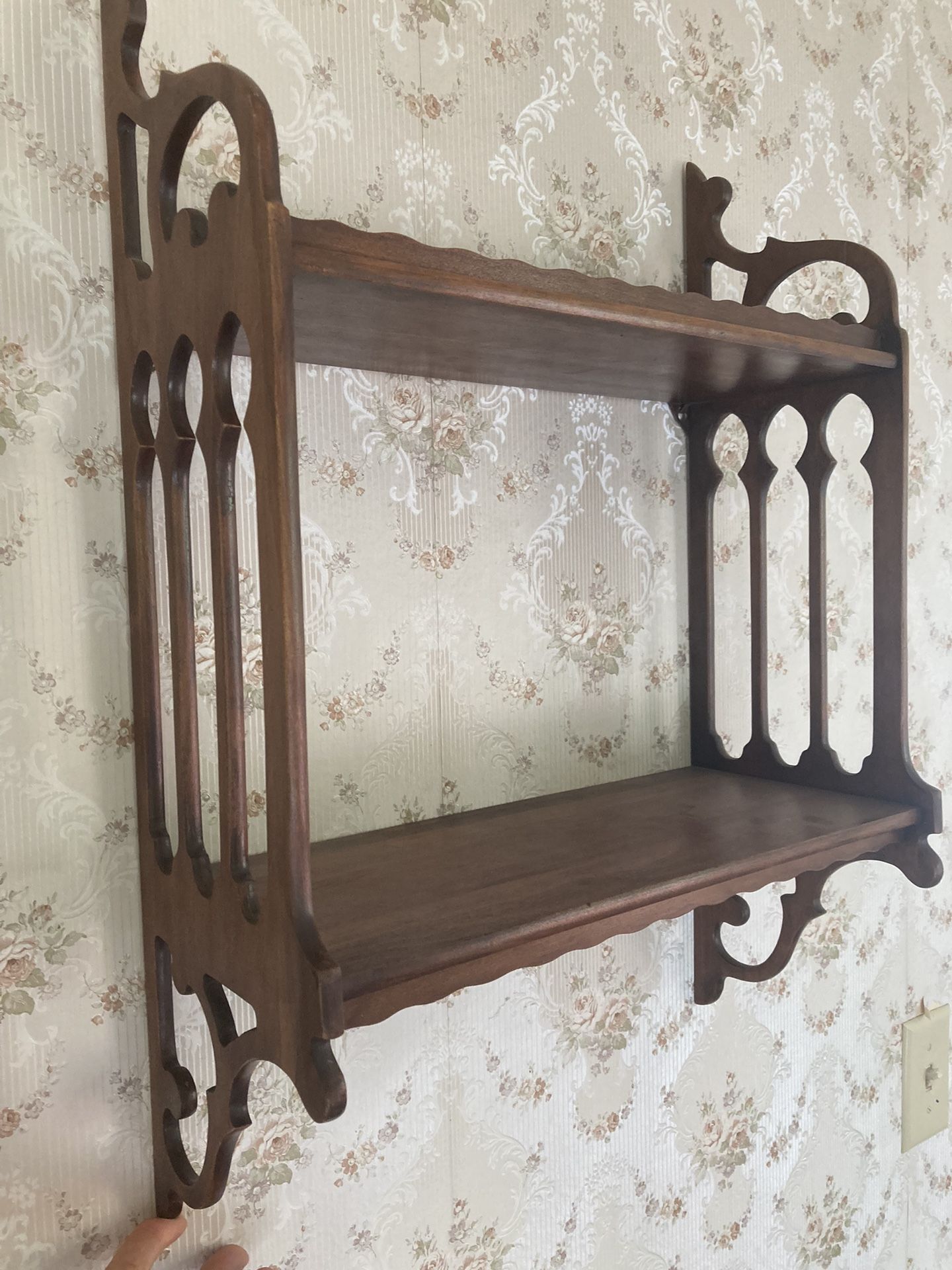 Antique Carved Wall Shelf Mahogany 24 T X 17 W X 7” D