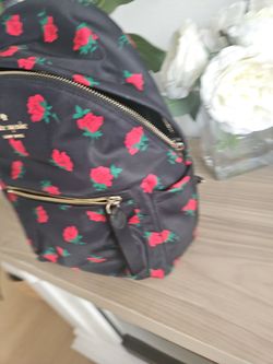Kate Spade Rose Print Nylon Backpack