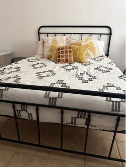 Iron Queen Bed-frame and Mattress