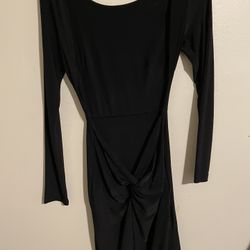 Black Scrunchy Booty Hollow Back Dress