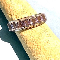 10k White Gold Amethyst Ring Sz 7.25