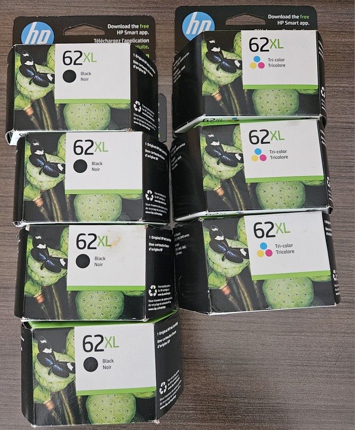 Brand New HP 62XL Lot Of 7