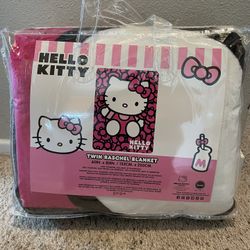 Hello Kitty Pink Twin Raschel Blanket
