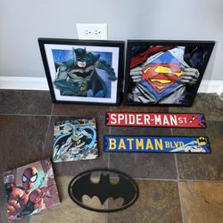 Batman Spiderman Superman Super Hero Wall Decor