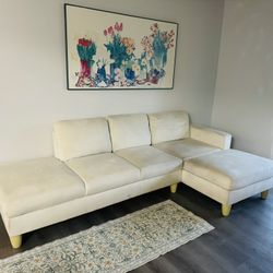 🌷Large L Shaped Couch Sectional Cotton Velvet Sofa 🌷