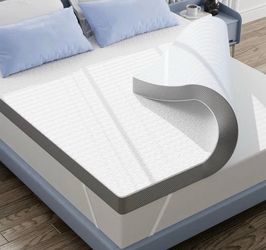 3 Inch Mattress Topper Queen Size Cooling Mattress Pad with Gel Memory Foam New, Open Box, Sealed Package With Removable Soft Cover