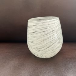 White swirled Wine Glass/votive Candle Holder