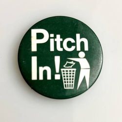 Vintage Antique Collectible Pitch In Pin Button