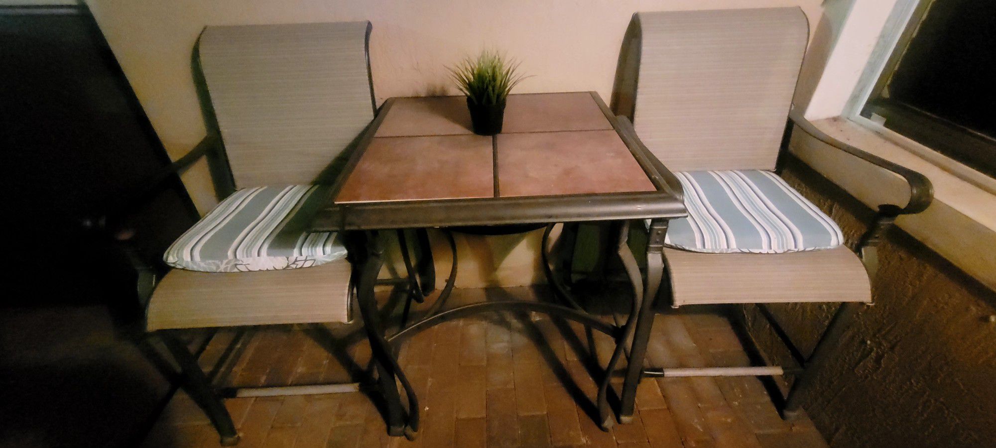 PRICE REDUCED! High Top Outdoor Table With Two Chairs!