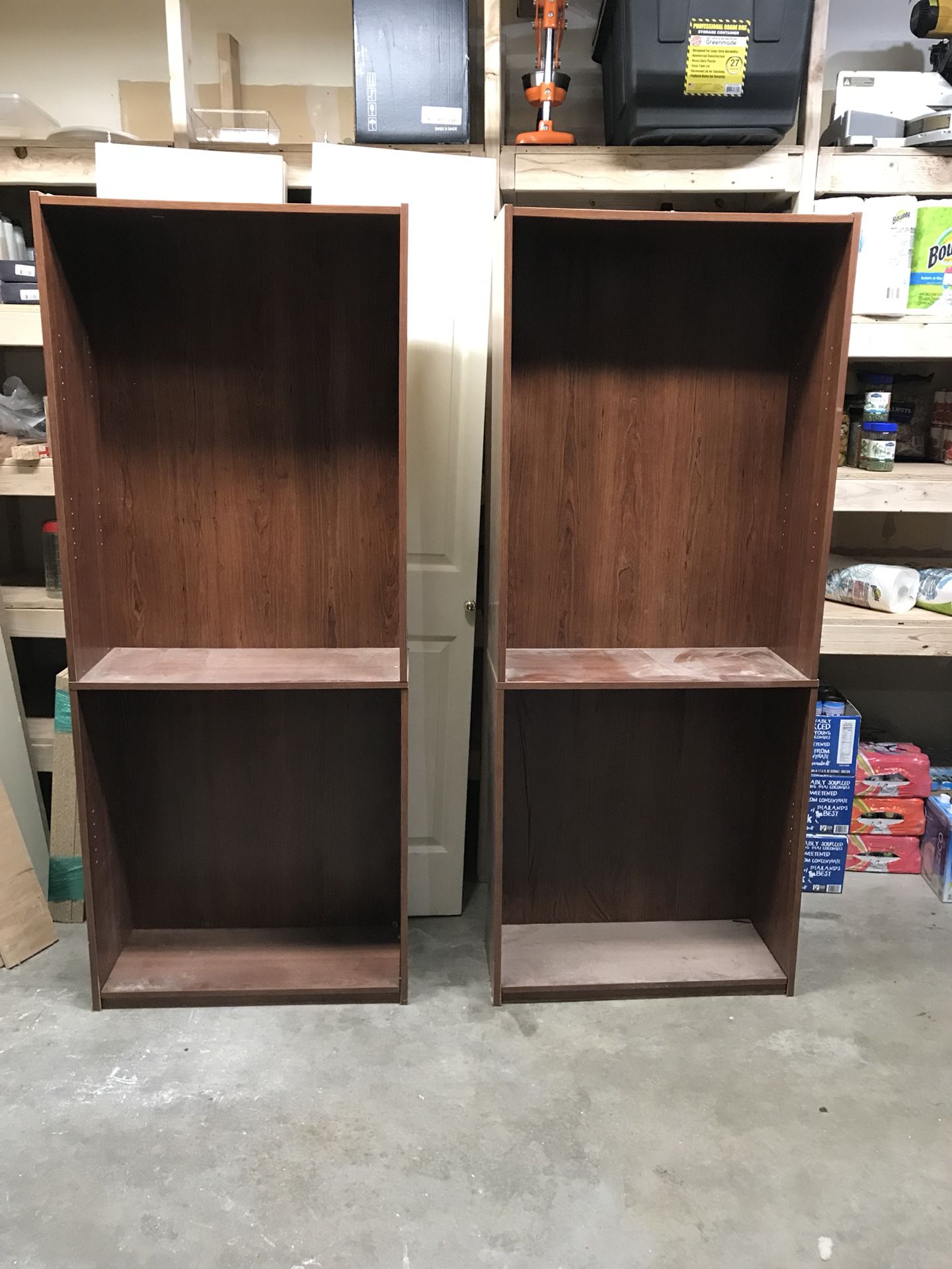 2 wood book shelves