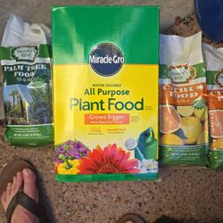 Plant Food Bundle- Unopened: 12.5 lbs Miracle Grow (unopened), 10lbs Citrus Tree Food, 5 lbs Palm Tree food