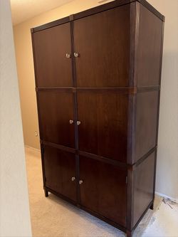 Large Solid Wood 3-Tier Armoire / Media Cabinet – Excellent Condition
