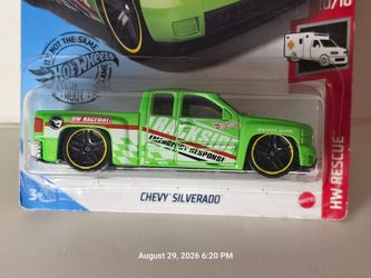 2017 Hot Wheels HW Rescue Green Chevy Silverado Treasure Hunt