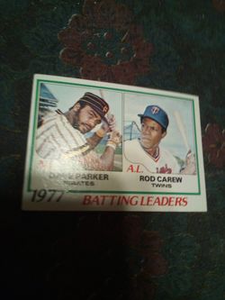 Vintage 1978 Topps baseball/1977 batting leaders/n.l. Dave parker-pirates /rod carew-twins /card #201
