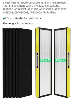 2-Pack True  Replacement Filter C, Compatible with Germ-Guardian AC5000,