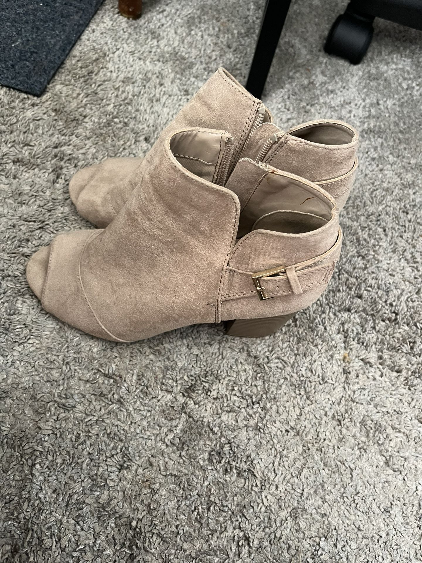 Tan, Open Toe Boots, Size 7