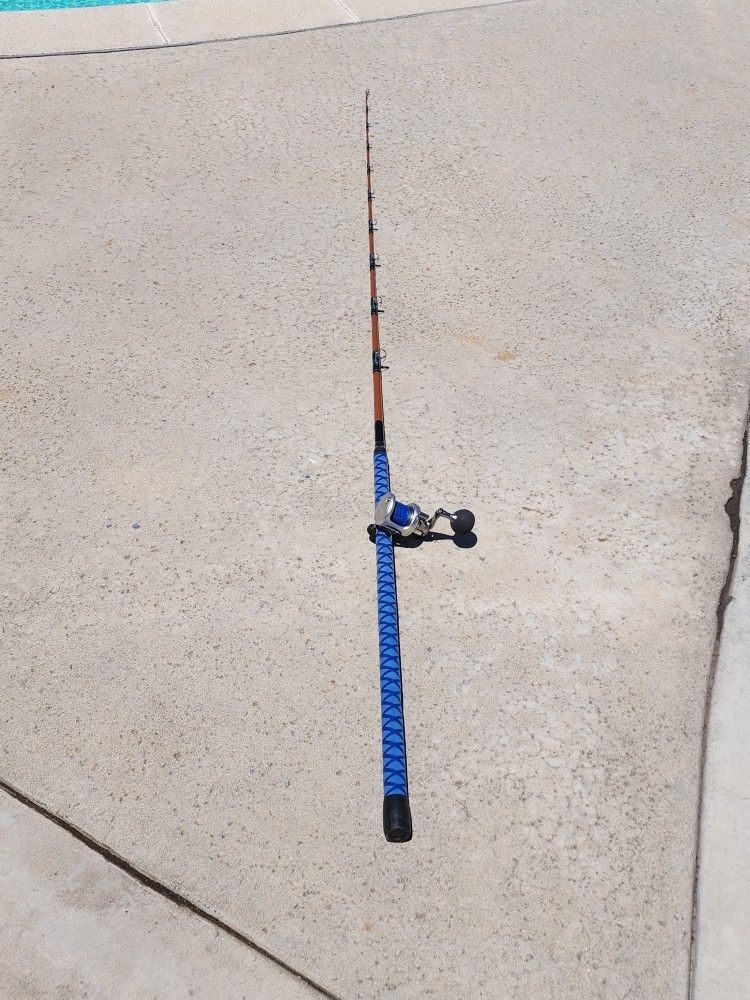 Tsunami Forged 10 Lever Drag Saltwater Jigging Reel With Custom 8' Deckhand Rod