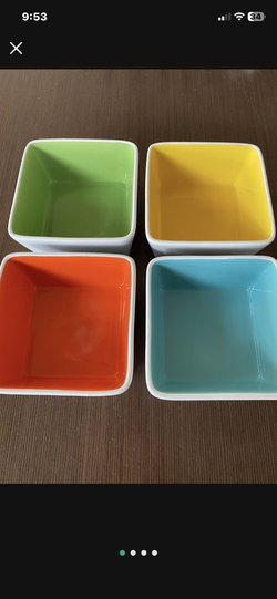 Set Of 4 Overandbacck Stoneware 4 Soup/Salad Bowls Stackable 5.75”x5.75”x2.75” a