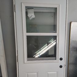 Masonite 30" x 80" PREMIUM Vent 1/2 Lite Clear Insulated Glass RIGHT HAND Outswing Steel Front Exterior Door White Finish