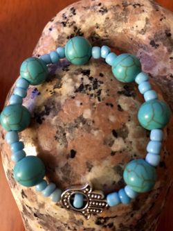 Turquoise beads hamsa bracelet