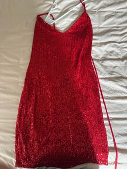 Red Sequin Mini Dress with Spaghetti Straps
