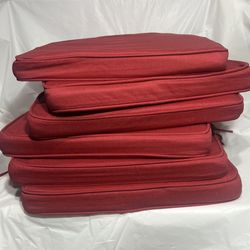SET OF 6 OUTDOOR / INDOOR CUSHION CHAIR PADS w/ties (17"x15"x2”) RED 