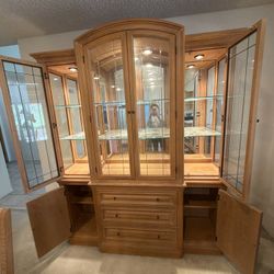 Tall Solid Wood Curio / Display Cabinet – Lighted (No Glass Shelves)