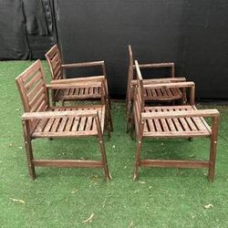 Ikea Set of 4 Acacia wood outdoor patio chairs