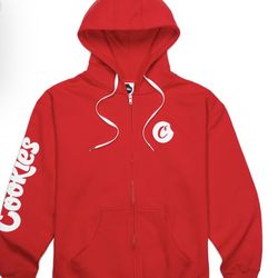 Red Zip Up C bite Cookies Hoodie