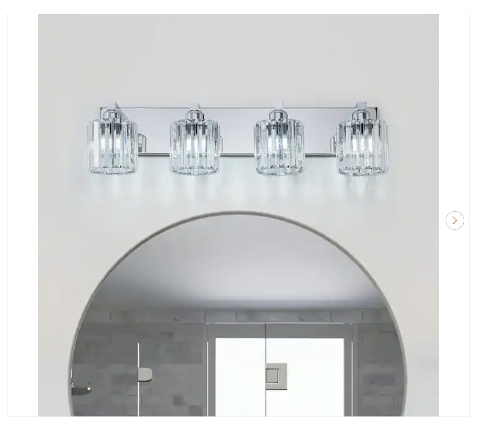 Orillia 27.5 in. 4-Light Chrome Bathroom Vanity Light with Crystal Round Shades - New