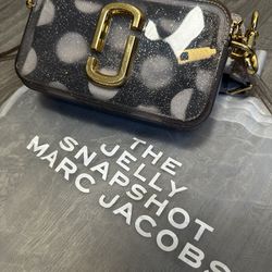 MARC JACOBS Jelly Glitter Snapshot Small Camera Bag silver 