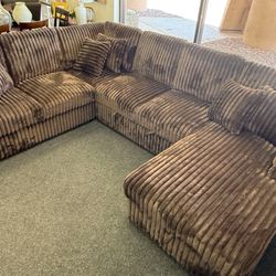 Sectional Sleeper Couch With Storage Chaise In Corduroy