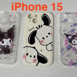 iPhone 15 Kuromi Themed, Cinnamoral Themed Cellphone Cases New 