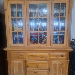 China Cabinet Hutch With Touch Lighting And Glass Shelves Plus Mirrored Backing