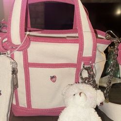 Madden girl Pink Strawberry and Cream Tote Bag with Bear Charm